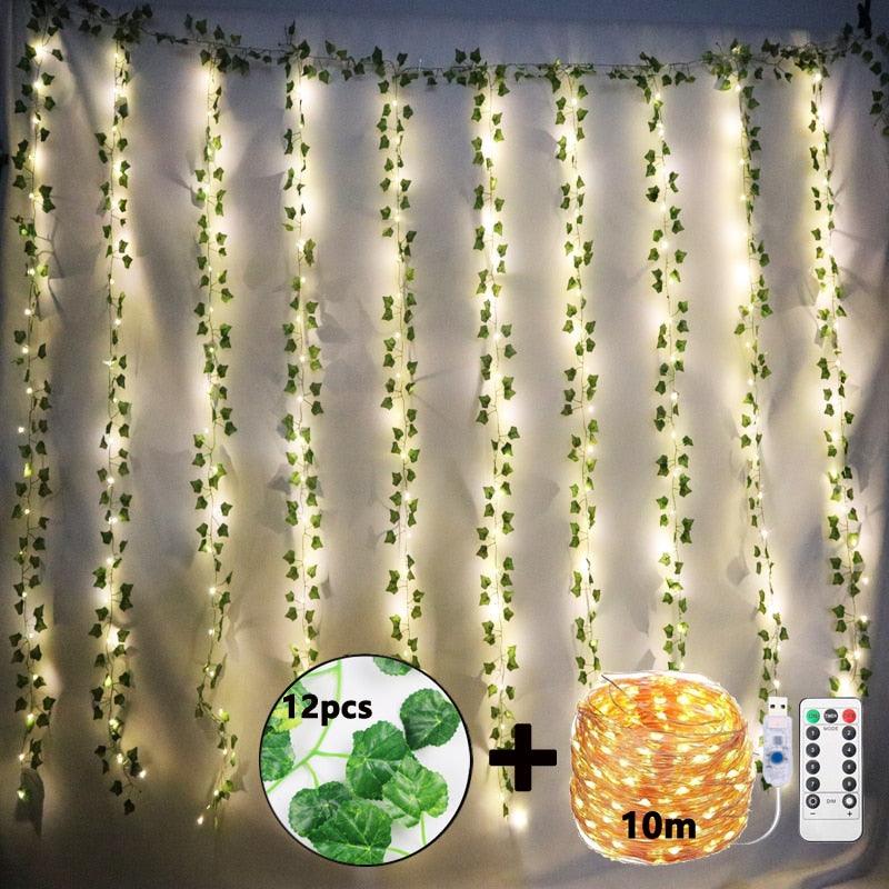 Cascata Guirlanda Verde com Led 12 Peças - My Store